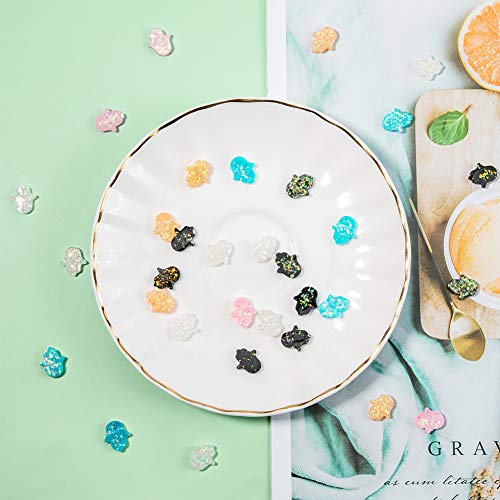 Ph Pandahall 30 Pcs Randomly Mixed Bling Color Hamsa Hand Beads With 1Mm Hole Flat Resin Spacer Beads Imitation Opal Dyed Palm Beads For Bracelet Necklace Jewelry Making, 14Mmx12Mm #TOP4