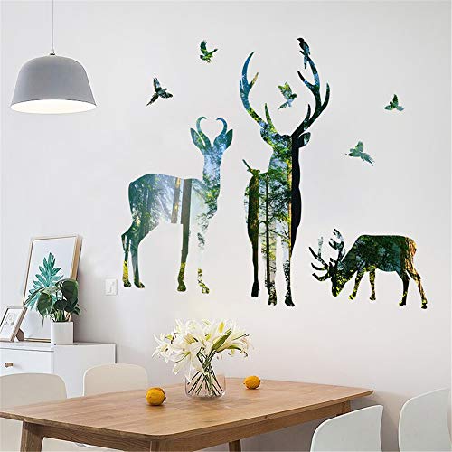 Kiddale Colorful Forest Deers Wall Decals,Large Peel And Stick Elk Wall Stickers For Living Room Porch Bedroom Home Art Mural Tv Background Christmas Decoration(11.8"X38.6") #TOP4