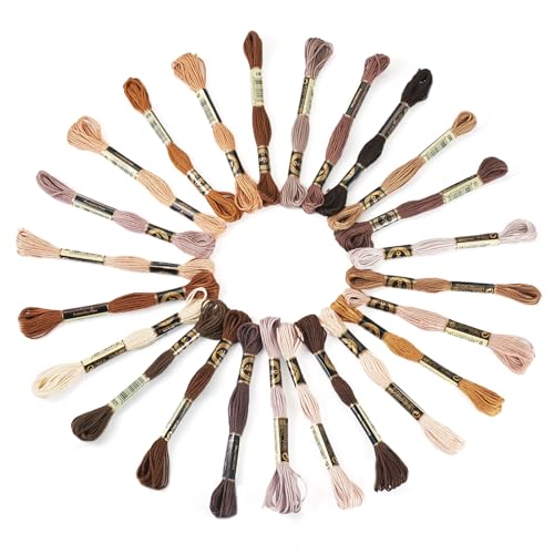 Image of FASHEWELRY 210 Yards Crewel Cross Stitch Floss Mixed Color 1mm Polyester Embroidery Floss Thread Embroidery Thread Bulk for Jewelry Making Bracelet Knitting Stitch Supply