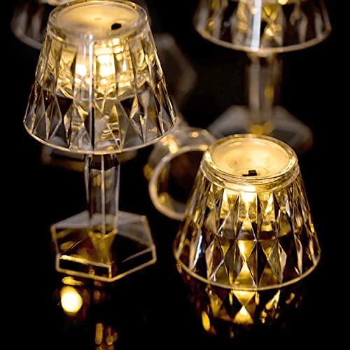 Image of MeeTo Cordless Table Lamp, Portable Crystal White Glass Plastic Lamps with Golden Bulb Light for Desk Reading, Bedroom, Living Room, Restaurant, Outdoor, Office, Small Nightstand Lamp (Pack of 1)