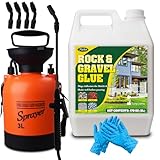 5L Rock Glue with Sprayer for Landscape, Gravel Stabilizer, Fast Dry Non-Toxic Water-Based Long Lasting Adhesive Mulch Glue for Pea Gravel Pebbles Bark Wood, Outdoor Garden Binder