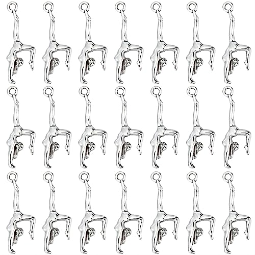 SUNNYCLUE 1 Box 80Pcs Gymnast Charm Gymnastic Charms Sports Bulk Tibet Style Alloy Dance School Cheerleader Gymnastic for jewellery Making DIY Bracelet Necklace Earring Craft