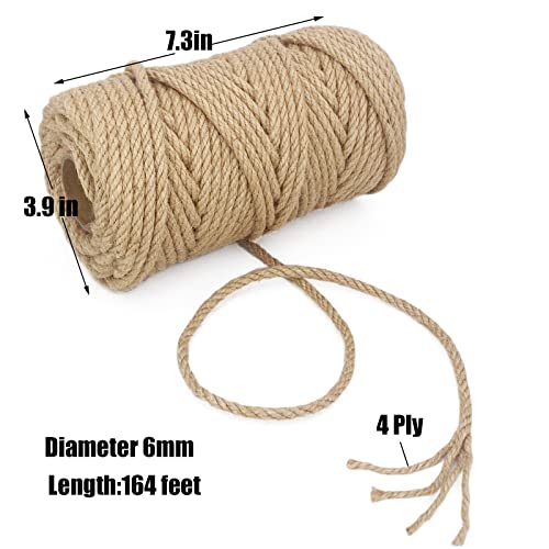Leecogo 6Mm Jute Rope, 164 Feet Heavy Duty And Thick Twine Rope For Gardening, Crafting, Packing, Bundling And Home Decor #TOP1