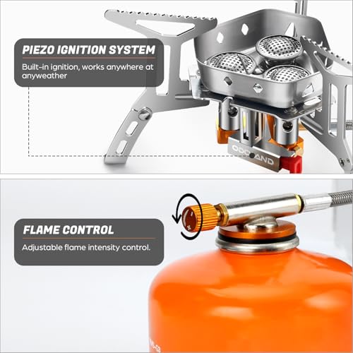 Odoland 6800W Windproof Camping Gas Stove, Portable Outdoor Camping Furnace, Folding Wild Camp Gas Burner, Backpacking Stove Suitable for Hiking, Camping, Trekking and Picnic - Image 4