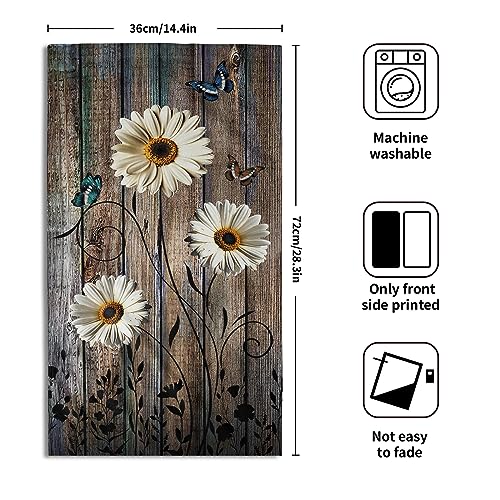 Giwawa Rustic Daisy Hand Towels Grey Floral Guest Towel Set Of 2 Kitchen Dish Towels Soft Absorbent Decorative Bath Towel For Face Gym Spa thumb #1