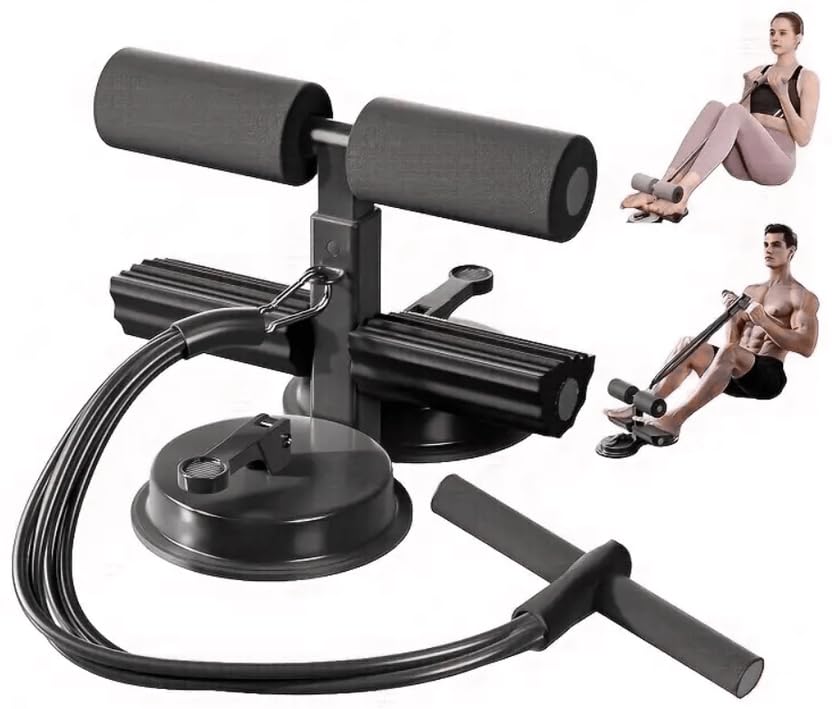 Shopeleven Strong Suction Base Sit Up Bar, Adjustable Height With Detachable Resistance Band Puller, Portable Fitness Equipment For Abs Core Home Exercise Upper Body Trainer-image-24