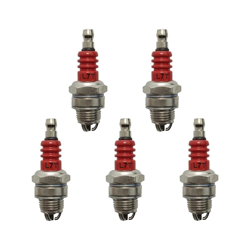 Juego de 5 bujías de Tres Polos L7T compatibles con motosierras, desbrozadoras, maquinaria de jardín y cortacéspedes.