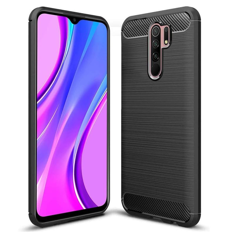 Image of Hybrid Carbon Fiber Back Case for Mi Redmi 9 Prime (Black)