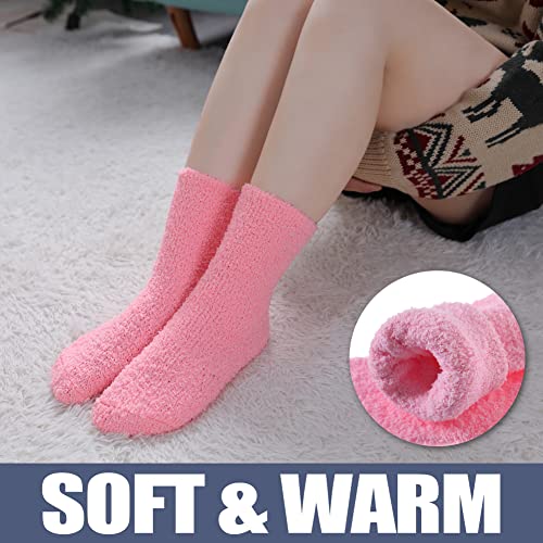 Image of CHOWISH Womens Fuzzy Slipper Socks Super Soft Microfiber Fluffy Cozy Winter Warm Fuzzy Crew Socks