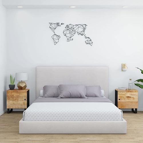 Mesita de noche de estilo industrial, 2 piezas, mesa auxiliar organizadora de almacenamiento para muebles de dormitorio, 15.7 x 13 x 18.1 pulgadas,