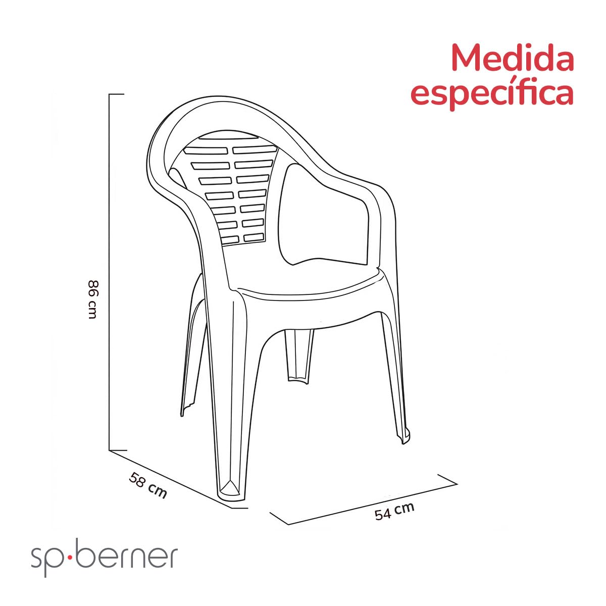 SP Berner SHAF - Pack 6 Sillas de Jardín Apilables - Exterior Terraza y Espacios Comerciales - Plástico Reciclado Resistente UV - Fabricadas en España - Modelo Menorca - Antracita
