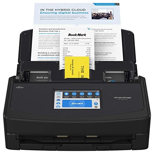 ScanSnap iX1600 Wireless or USB High-Speed Cloud Enabled Document, Photo & Receipt Scanner with Large Touchscreen and Auto Document Feeder for Mac or PC, Black