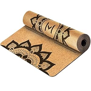 Motivated Mindset Eco-Friendly Cork Yoga Mat | Premium Design, Natural Sustainable Cork | Non-Slip Exercise Mat Great for Yoga, Pilates, & Home Workouts | Extra Large Size (72 in x 24 in x 6 mm Thick)