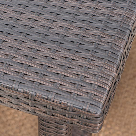 Image of DEVOKO Large Outdoor Wicker Sofa Set, HDPE Rattan, Movable Cushion, Sectional Dinning Sofa, for Backyard, Porch, Pool (Dark Brown & Cream)
