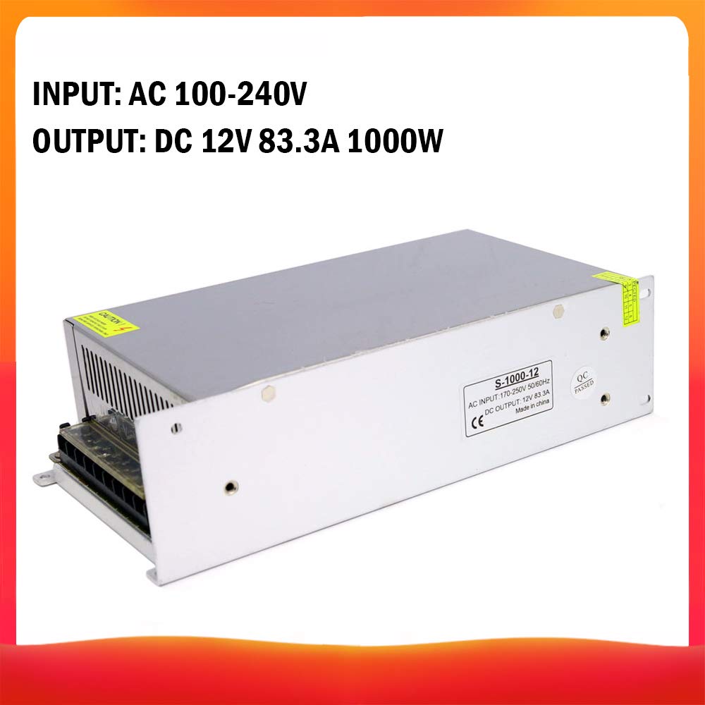 Lixada Transformador de Potencia Transformador de Voltaje AC 100-240V a DC 12V 33A 400W Conmutación Regulada Fuentes de Alimentación Adaptador Convertidor para Tiras Cámara Ligera