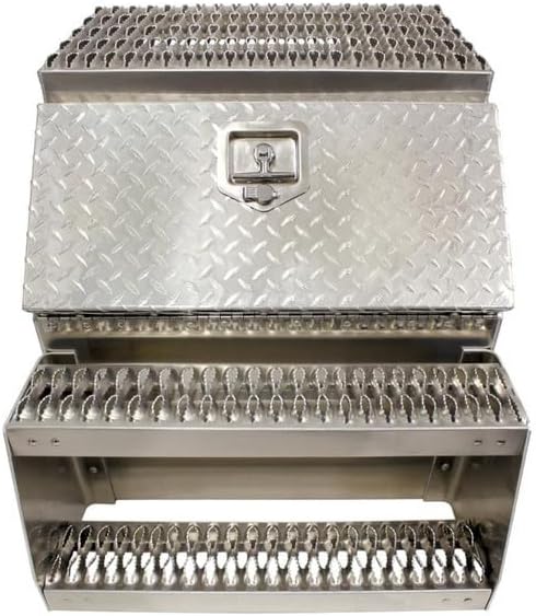 Generic For 24" Diamond Plate Aluminum Saddle Tool Box With Step