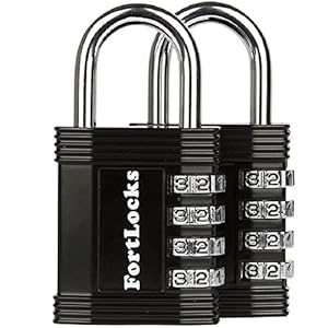 Padlock – 4 Digit Combination Lock for Gym Outdoor & School Locker, Fence, Case & Shed – Heavy Duty Resettable Set Your Own Combo – Waterproof & Weatherproof (2 Pack – Black)