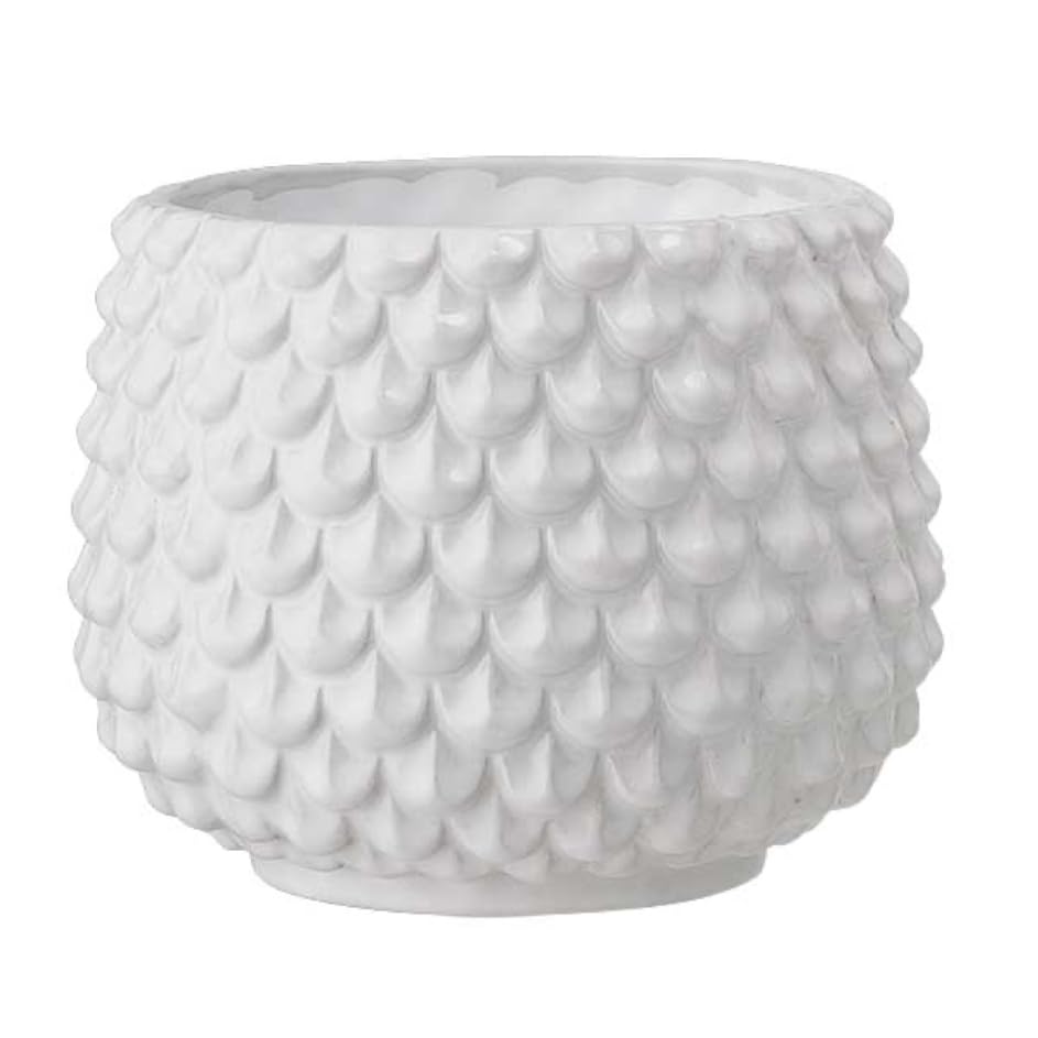 Nordring Retro Übertopf Vintage Pflanztopf für Zimmerplanzen Blumentopf Pino L (16,5 cm ø), weiß, Keramik