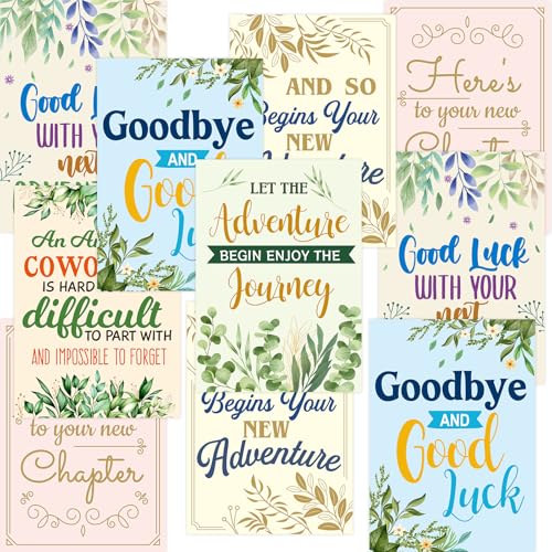 Fancy Land Goodbye Cards for Coworkers Farewell Card Employee Leaving Good Luck Card with Envelopes Stickers for Colleague Staff Office Going Away Supplies 12Pcs