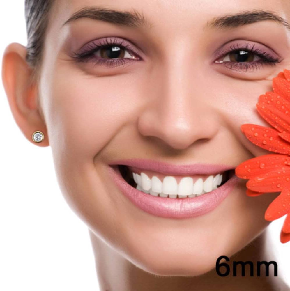 BERRICLE Sterling Silver Solitaire Bezel Set Round Cut Cubic Zirconia Stud Earrings, Unisex for Women/Men, Yellow Gold/Rhodium Plated, Small/Large CZ 4-9mm - Image 2