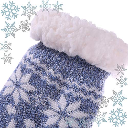 Dosoni Women's Winter Fuzzy Slipper Socks Non Slip Soft Cozy Fleece Lining Knit Thick Warm Christmas Socks (Snowflake Blue) #TOP5