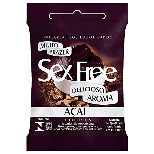 Preservativo Lubrificado Sex Free Açaí Com 3 unidades