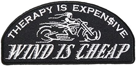 Officially Licensed Originals Therapy is Expensive, Wind is Cheap - Iron-On/Saw-On, Heat Sealed Backing Rayon Patch - 4" x 2"