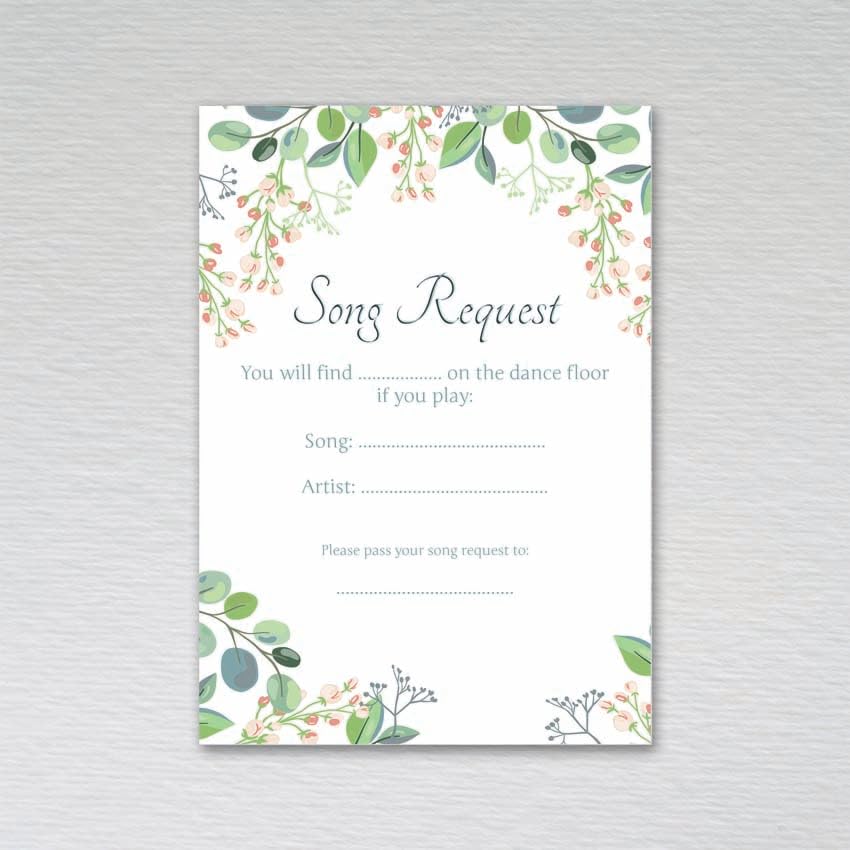Webspectations Pack of Song Request Cards: Eucalyptus DJ Song Request Cards (Pack of 50 without Envelopes) — image 1