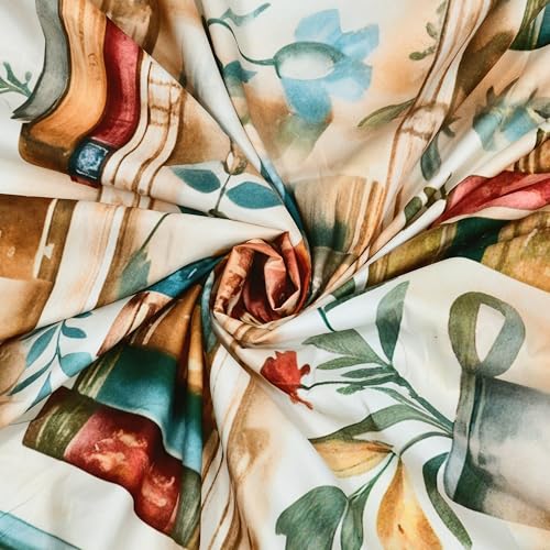 Image of Dream Weaverz 7D Bedsheet for Double Bed King Size with 2 Pillow Covers | Digital Printed & Fitted Elastic for Kids | Soft Glaze Cotton Feel | Fits Upto 12 Inch Mattress (Bookshelf & Floral)