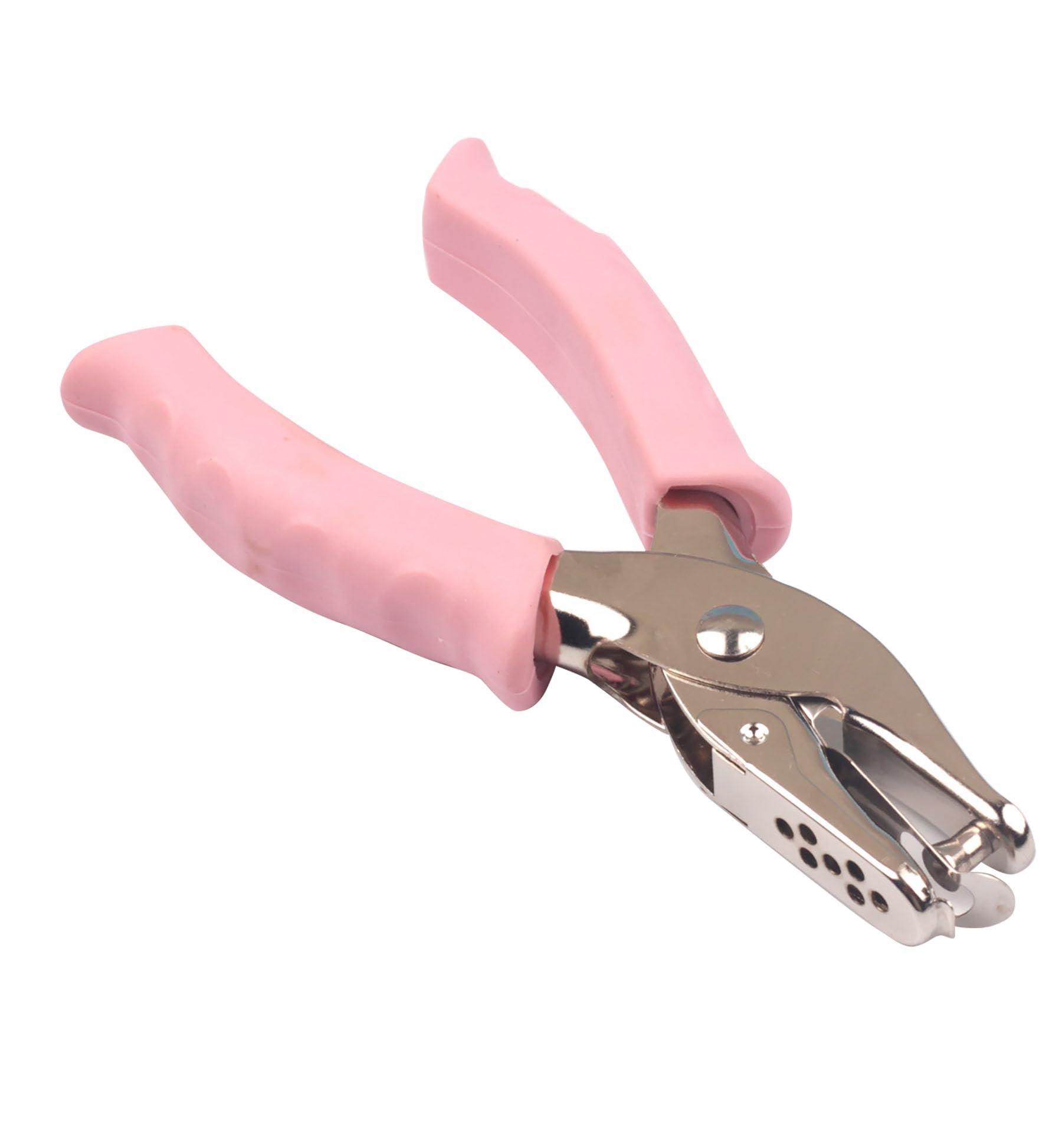 1/4 inch Single Hole Punch Metal Handheld Small Paper Punch with Soft Grip Handle for Circle Holes for DIY Craft Tag in Home, Office, Classroom (Pink)