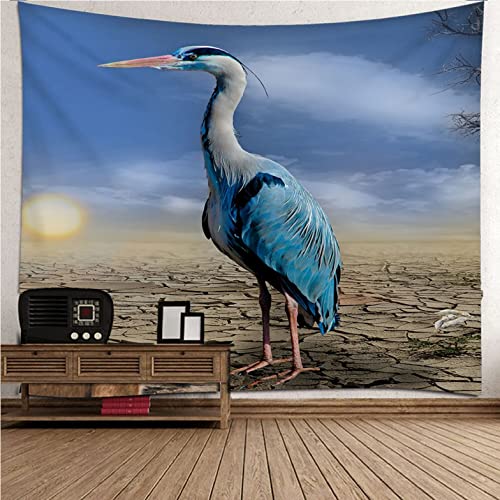 Tapisserie murale tissu haut de gamme grand héron bleu Isdreem