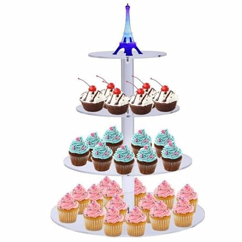 Présentoir Cupcake 3 Étages En Acrylique Transparent - 30 Cm - Pour Desserts, Figurines, Parfums, Cosmétiques