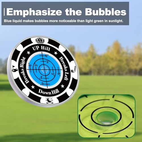 Leitor verde golfe, pacote com 2 marcadores de bola para colocar verde com bolha horizontal de alta