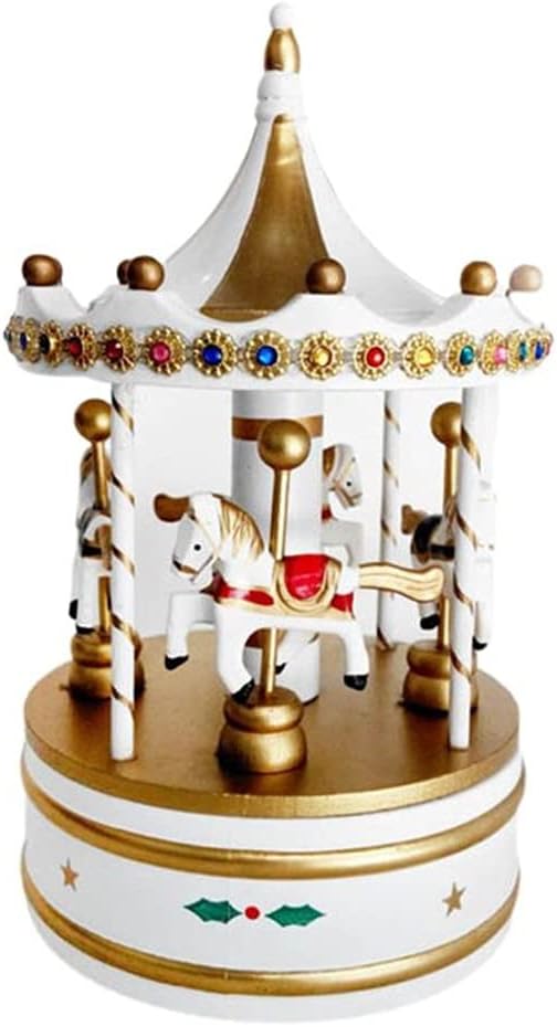 Wooden Classic Musical Carousel Music Box Cute Christmas Decorations
