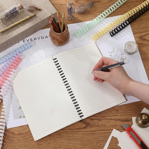 Jeffdad 16 Pcs Comb Binding Spines, 30 Rings Spiral Binding Coils Plastic Spiral Coils 1/2 Inch Diameter Click Bindings Spines Book Binder Coil Binder Combs for Document Notebook File Making (8 Color)