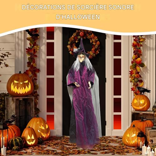 Pendentif d'Halloween Sorcière Volante pour Décoration d'Extérieur