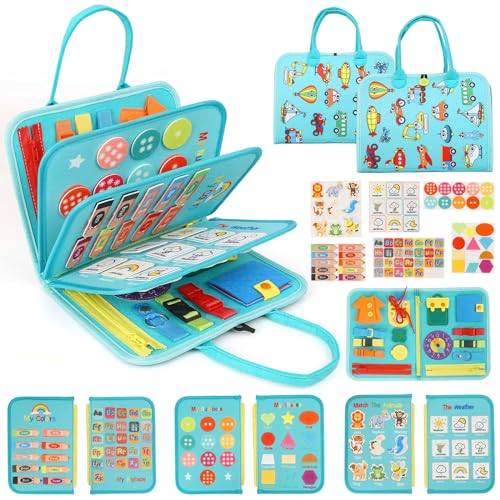 SK MISS Busy Board Montessori 1 2 3 Años, Busy Book Toddler Libro Bebe Juguetes, Tablero Sensorial Montessori Activity Board, Educación Temprana Regalo para Niños