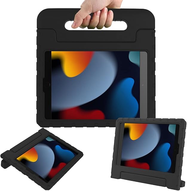 Surom Case for New iPad 10.2 Inch 2021/2020/2019 (9th/8th/7th Gen), Shockproof Lightweight Convertible Handle Stand Protective Kids Case for 2021/2020/2019 iPad 10.2, iPad Air 3 10.5 2019, Black