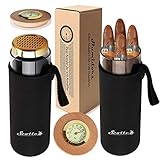 Scotte Cigar Case Humidor Gift Box Cigars jar humidifiers-Cigar Hygrometer humidifier-Travel Cigar Tube for 4 to 5 Cigars (Black)