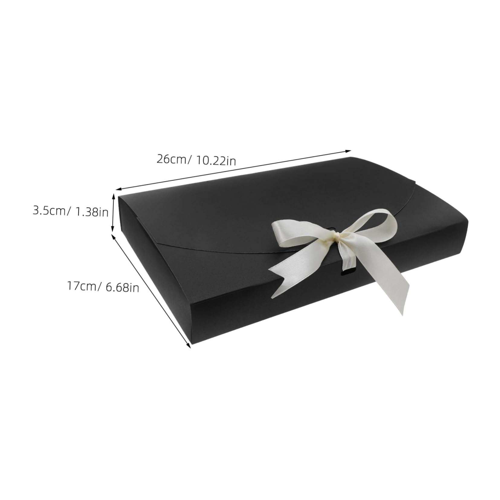 DOITOOL Scatole Regalo Rettangolari in Carta Nero con Fiocco 26x17.5x3.5 Cm – Confezione da 20pezzi per Scarfes, Intimo, Camicie, Matrimoni, Bridesmaid, Natale