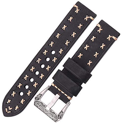 Bracelet de montre en cuir fait main 22mm 24mm boucle acier