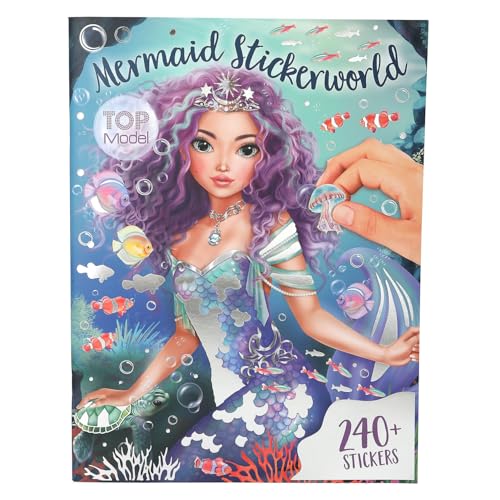 Depesche 13395 TOPModel Mermaid - livre d'autocollants métalliques avec 26 pages de fond sous-marines détaillées et 4 pages d'autocollants d'accessoires