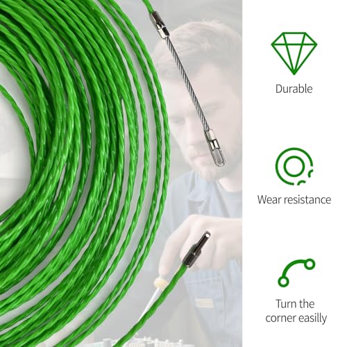 Miniatura 3 de Lumiterra Guia Pasacables 30m, Enhebrador De Alambre Electrico Diámetro 4mm, Guia Dispositivo Pasacables Con 2 Muelle Guía, Pasacables Trenzada Para Tubería Conducto Cable, Comunicación