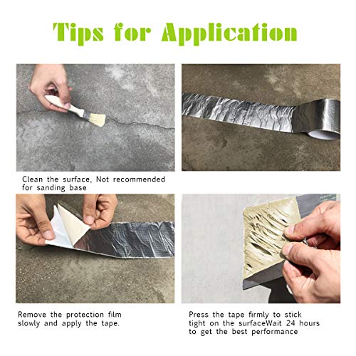 Super Waterproof Tape, Outdoor Leak Repair Aluminum Butyl Tape, Permanent Leak Proof All Weather Patch, UV Resistant VOC-Free for Pipe RV Awning Sail Roof Window Sealing (3.9 Inch x 16 Feet) - Thumbnail 6