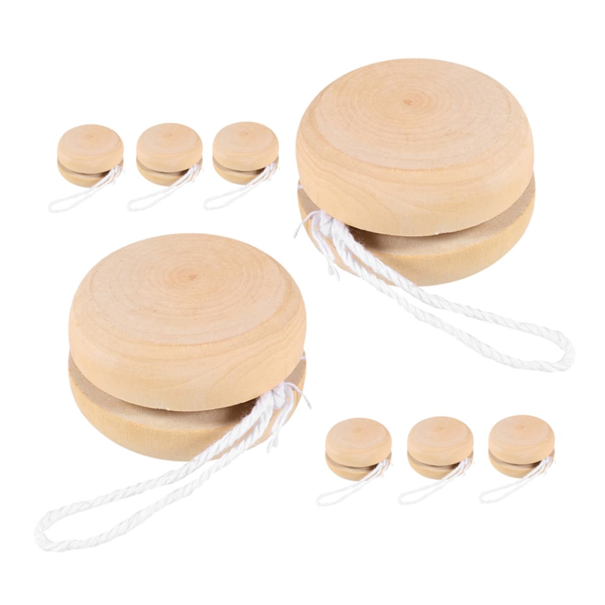 DECHOUS 8pcs Playthings Cartoon Small Wooden Balls Creative Yo-yo Balls DIY Plaything Khaki Wooden