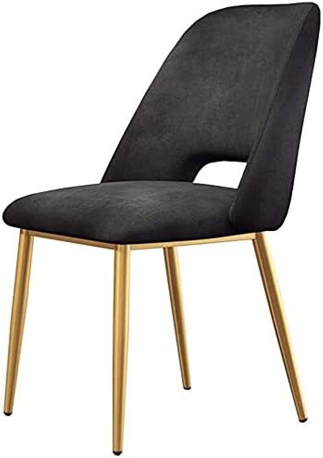 SJIALEN 1 Pcs Modern Velvet Dining Chairs, Metal Legs Soft Cushion Makeup Chairs Non-Slip Dining Chairs Kitchen Living Room Chairs Kitchen Chair (Color : Black, Size : 43x46x81cm)