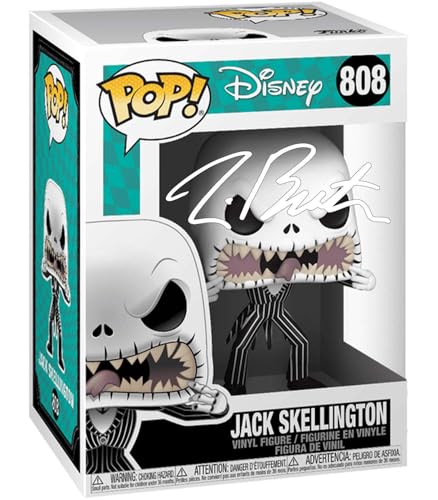 Tim Burton Jack Skellington 808 Scary Face Facsimile Signed Reprint Laser Autographed Funko POP! Movies Nightmare Before Christmas Figurine with Protector Case