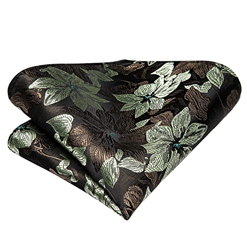 Image of Hi-Tie Paisley Floral Ties Set for Men Silk Mens Stripes Necktie Pocket Square Cufflinks Set Formal Business