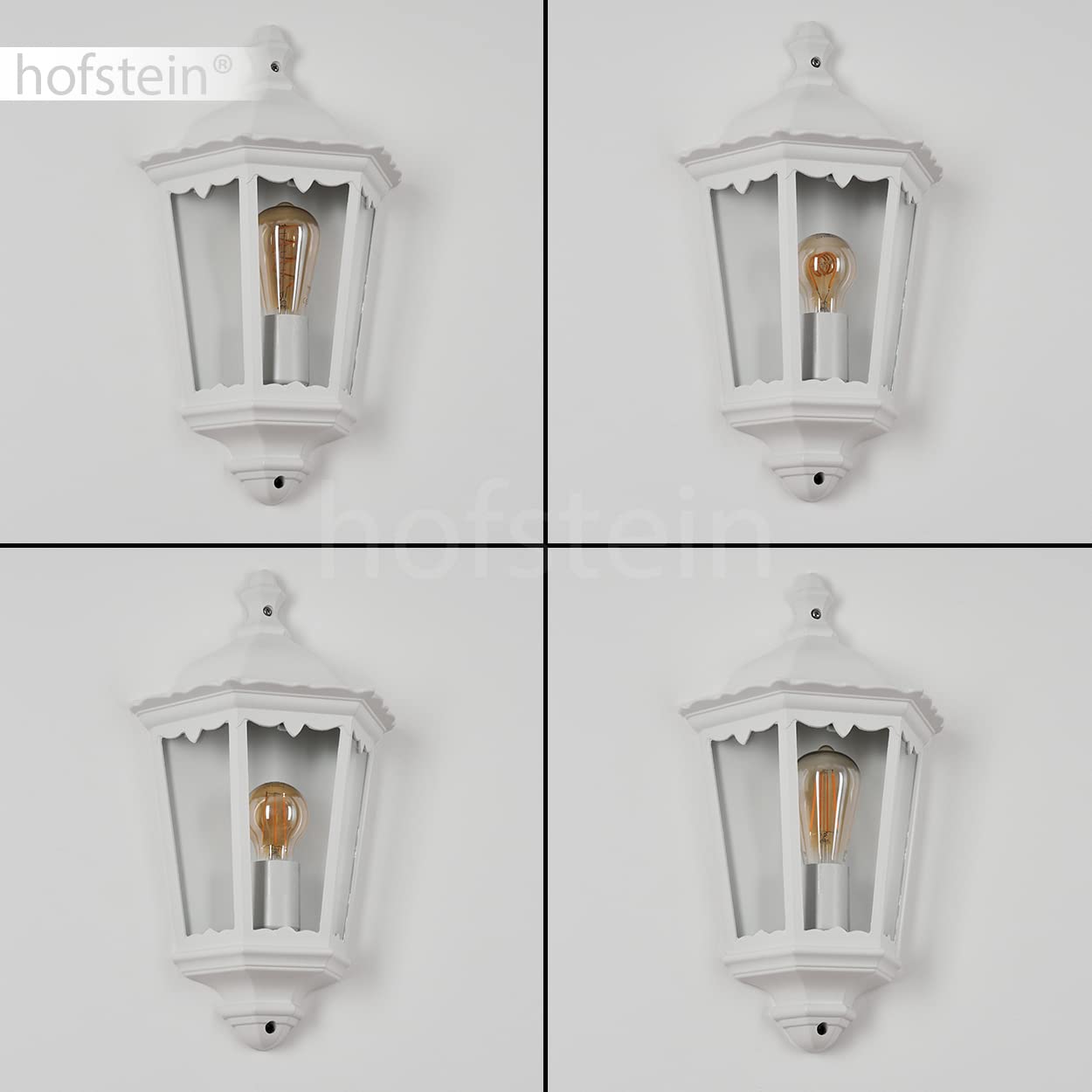 Applique d'extérieur Hongkong, lampe murale au look antique en métal/verre blanc/clair, applique murale avec douille E27, lampe d'extérieur rétro/vintage pour terrasse/cour/entrée. sans ampoules