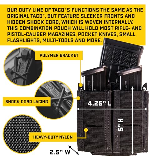 Double Pistol Taco® MOLLE Mag Pouch for Police and Military Professionals (Black)